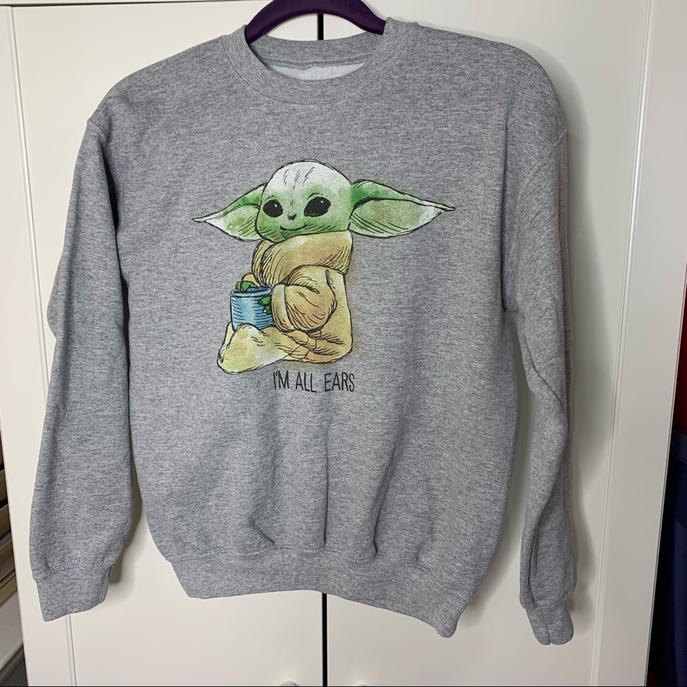 Her Universe Star Wars Baby Yoda Mandalorian Crewneck Graphic Sweatshirt